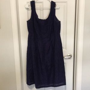 A-line black and purple dress.